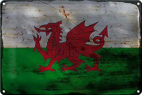 Blechschild Flagge Wales 30x20cm Flag of Wales Rost