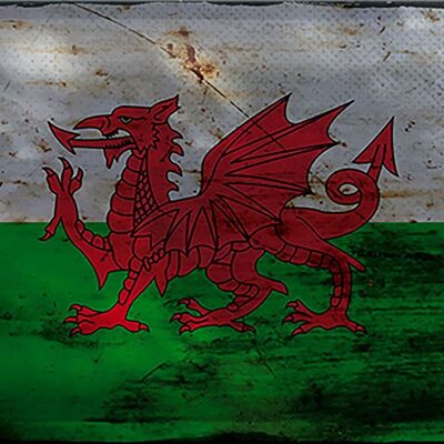 Blechschild Flagge Wales 30x20cm Flag of Wales Rost