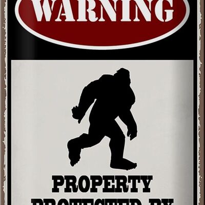 Cartel de chapa que dice 20x30cm Advertencia propiedad protegida por