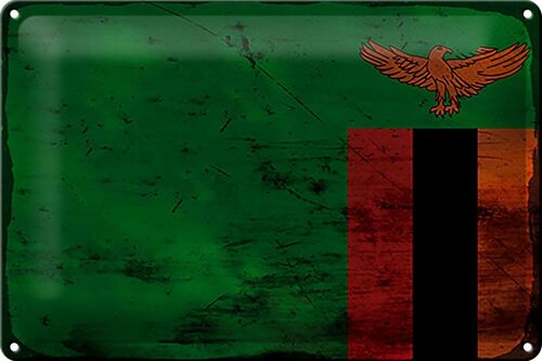 Blechschild Flagge Sambia 30x20cm Flag of Zambia Rost