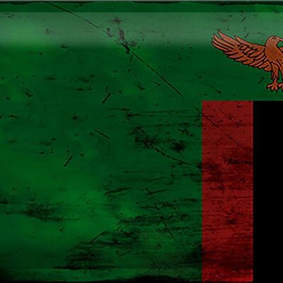 Blechschild Flagge Sambia 30x20cm Flag of Zambia Rost