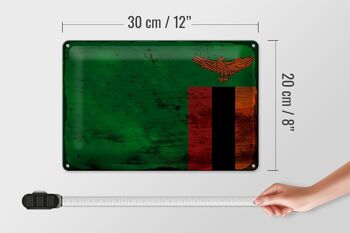 Signe en étain drapeau Zambie 30x20cm drapeau de Zambie rouille 4