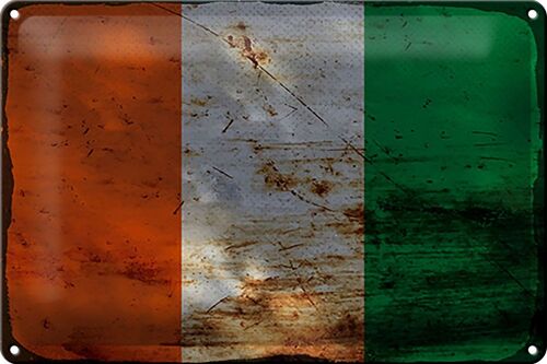 Blechschild Flagge Elfenbeinküste 30x20cm Ivory Coast Rost