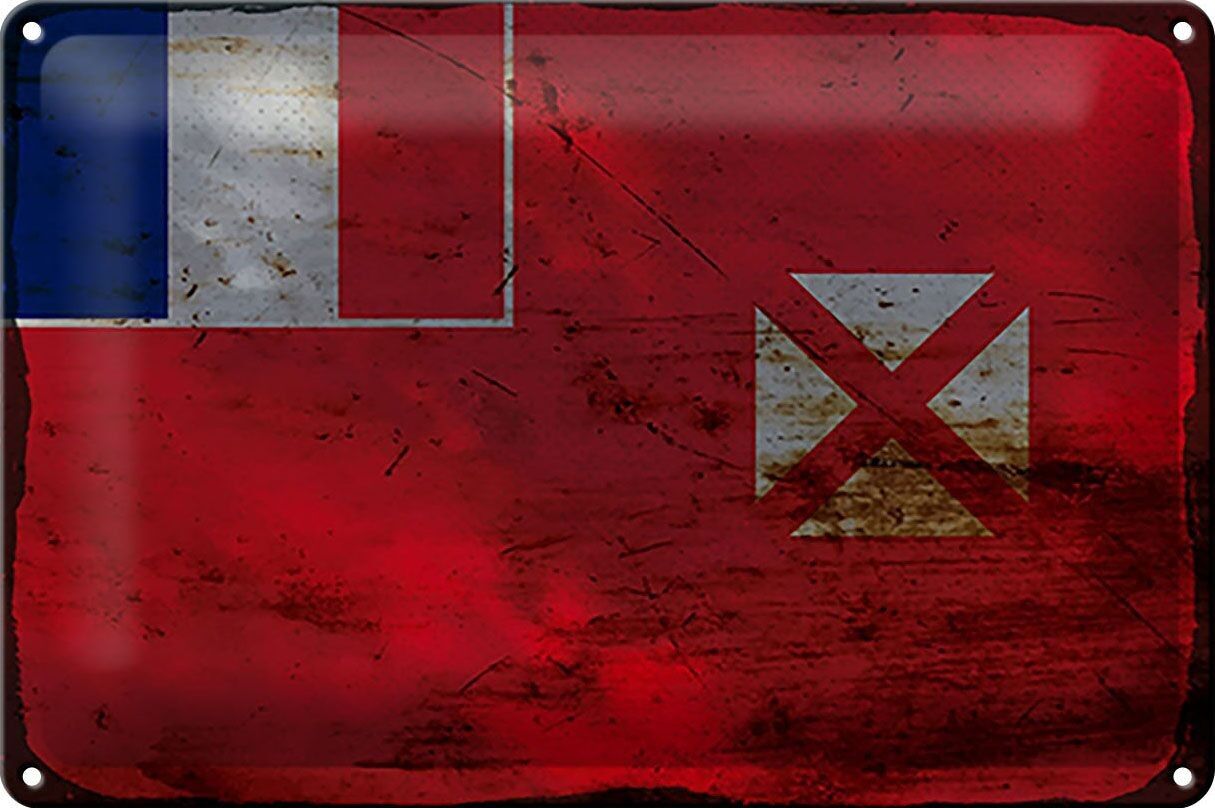 Blechschild Flagge Wallis und Futuna 30x20cm Wallis Rost