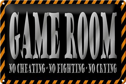 Blechschild Spruch 30x20cm Game Room no cheating no crying