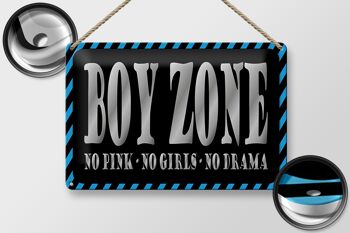 Panneau en étain disant 30x20cm Boy Zone, pas de filles roses, pas de drame 2