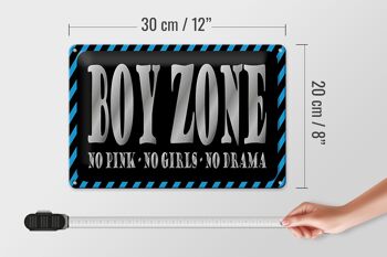 Panneau en étain disant 30x20cm Boy Zone, pas de filles roses, pas de drame 4