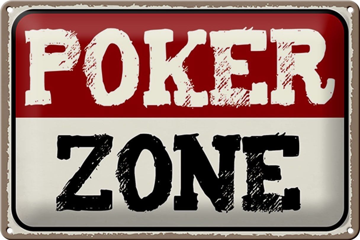 Targa in metallo con scritta Poker Zone 30x20 cm