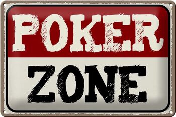 Plaque en tôle indiquant Poker Zone 30x20cm 1