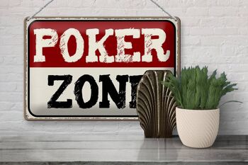 Plaque en tôle indiquant Poker Zone 30x20cm 3