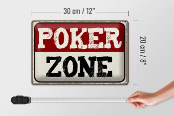 Plaque en tôle indiquant Poker Zone 30x20cm 4