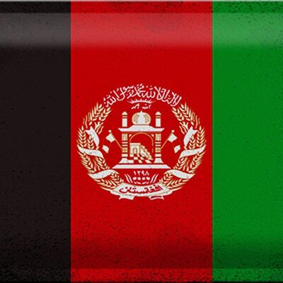 Cartel de chapa con bandera de Afganistán, 30x20cm, Afganistán Vintage