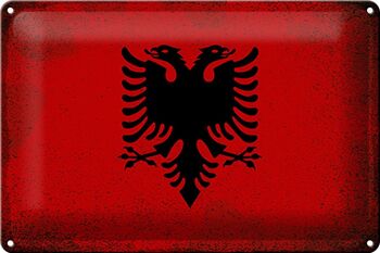 Signe en étain drapeau albanie 30x20cm drapeau albanie Vintage 1