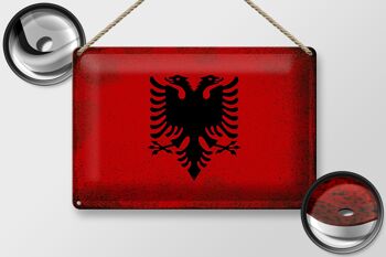 Signe en étain drapeau albanie 30x20cm drapeau albanie Vintage 2