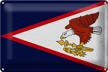 Drapeau en étain 30x20cm, drapeau des Samoa américaines, Vintage 1