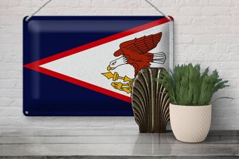 Drapeau en étain 30x20cm, drapeau des Samoa américaines, Vintage 3