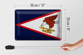 Drapeau en étain 30x20cm, drapeau des Samoa américaines, Vintage 4