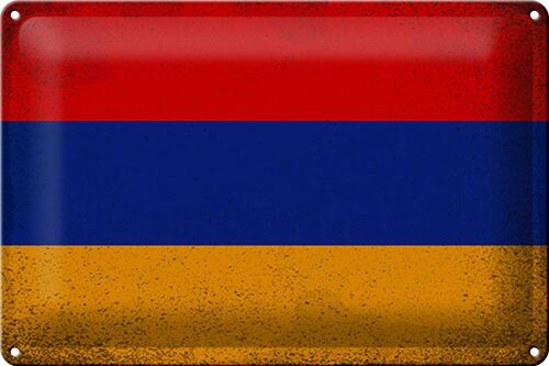 Blechschild Flagge Armenien 30x20cm Flag Armenia Vintage