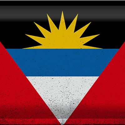 Cartel de chapa Bandera de Antigua y Barbuda 30x20cm Bandera Vintage