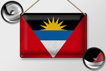 Drapeau en étain Antigua-et-Barbuda, 30x20cm, drapeau Vintage 2