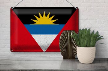 Drapeau en étain Antigua-et-Barbuda, 30x20cm, drapeau Vintage 3