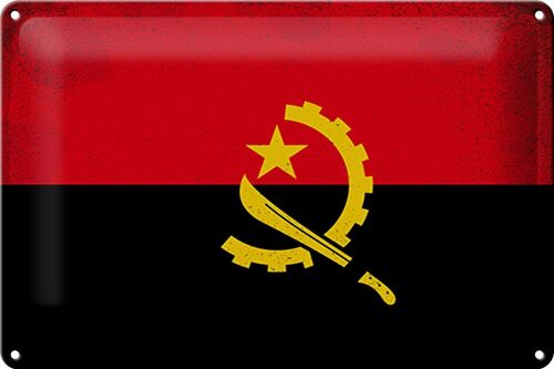 Blechschild Flagge Angola 30x20cm Flag of Angola Vintage