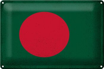 Signe en étain drapeau Bangladesh 30x20cm Bangladesh Vintage 1