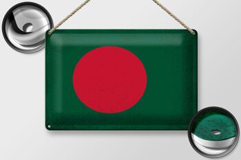 Signe en étain drapeau Bangladesh 30x20cm Bangladesh Vintage 2