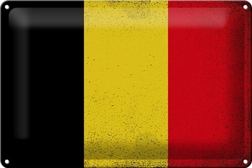 Blechschild Flagge Belgien 30x20cm Flag of Belgium Vintage