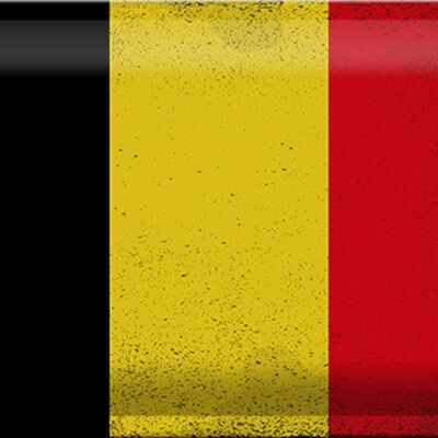 Tin sign flag Belgium 30x20cm Flag of Belgium Vintage