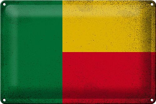 Blechschild Flagge Benin 30x20cm Flag of Benin Vintage