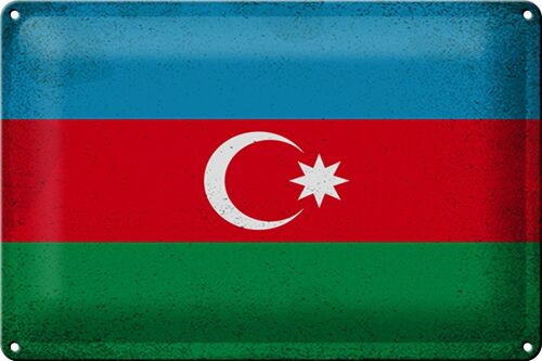 Blechschild Flagge Aserbaidschan 30x20cm Azerbaijan Vintage