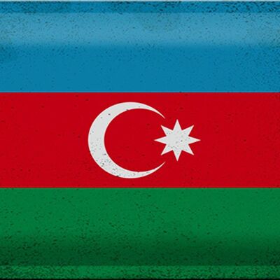 Signe en étain drapeau de l'Azerbaïdjan, 30x20cm, Vintage, Azerbaïdjan