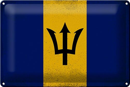 Blechschild Flagge Barbados 30x20cm Flag Barbados Vintage