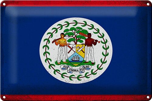 Blechschild Flagge Belize 30x20cm Flag of Belize Vintage