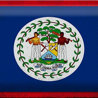 Blechschild Flagge Belize 30x20cm Flag of Belize Vintage