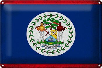 Signe en étain drapeau Belize 30x20cm drapeau du Belize Vintage 1