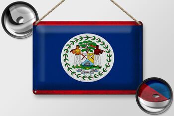 Signe en étain drapeau Belize 30x20cm drapeau du Belize Vintage 2