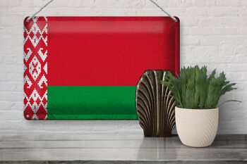 Signe en étain drapeau biélorussie 30x20cm biélorussie Vintage 3