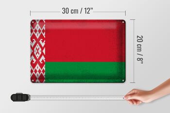 Signe en étain drapeau biélorussie 30x20cm biélorussie Vintage 4