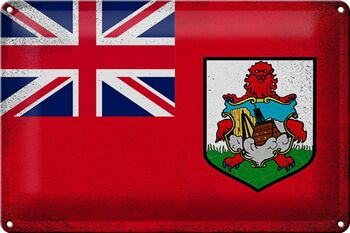 Drapeau en étain des Bermudes, 30x20cm, drapeau des Bermudes, Vintage 1