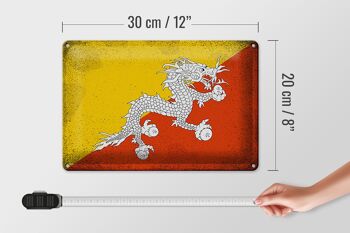 Signe en étain drapeau du Bhoutan, 30x20cm, drapeau du Bhoutan Vintage 4