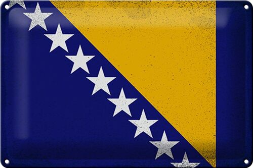 Blechschild Flagge Bosnien und Herzegowina 30x20cm Vintage