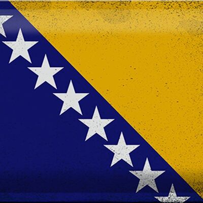 Blechschild Flagge Bosnien und Herzegowina 30x20cm Vintage