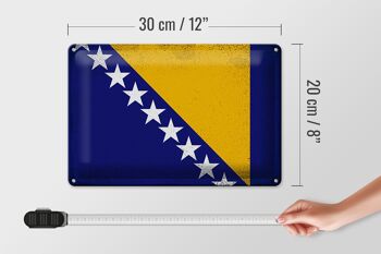 Panneau en tôle drapeau Bosnie-Herzégovine 30x20cm vintage 4