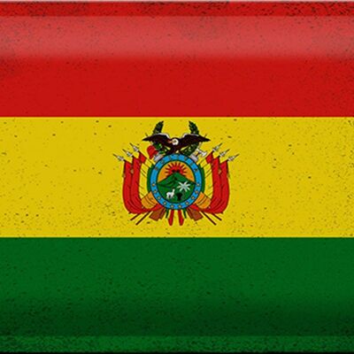 Targa in metallo Bandiera Bolivia 30x20 cm Bandiera della Bolivia Vintage