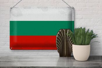 Signe en étain drapeau Bulgarie 30x20cm drapeau Bulgarie Vintage 3