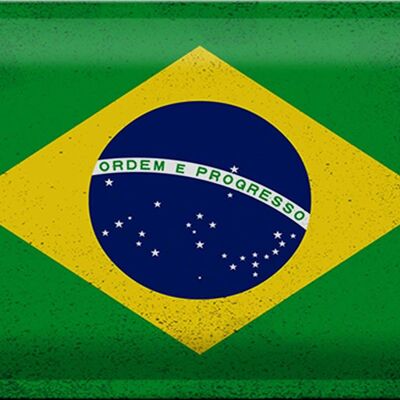 Cartel de chapa Bandera de Brasil 30x20cm Bandera de Brasil Vintage