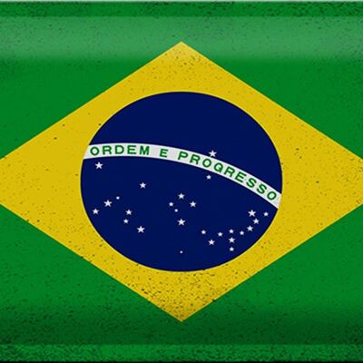 Blechschild Flagge Brasilien 30x20cm Flag of Brazil Vintage