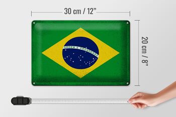 Drapeau du Brésil en étain, 30x20cm, Vintage, drapeau du Brésil 4